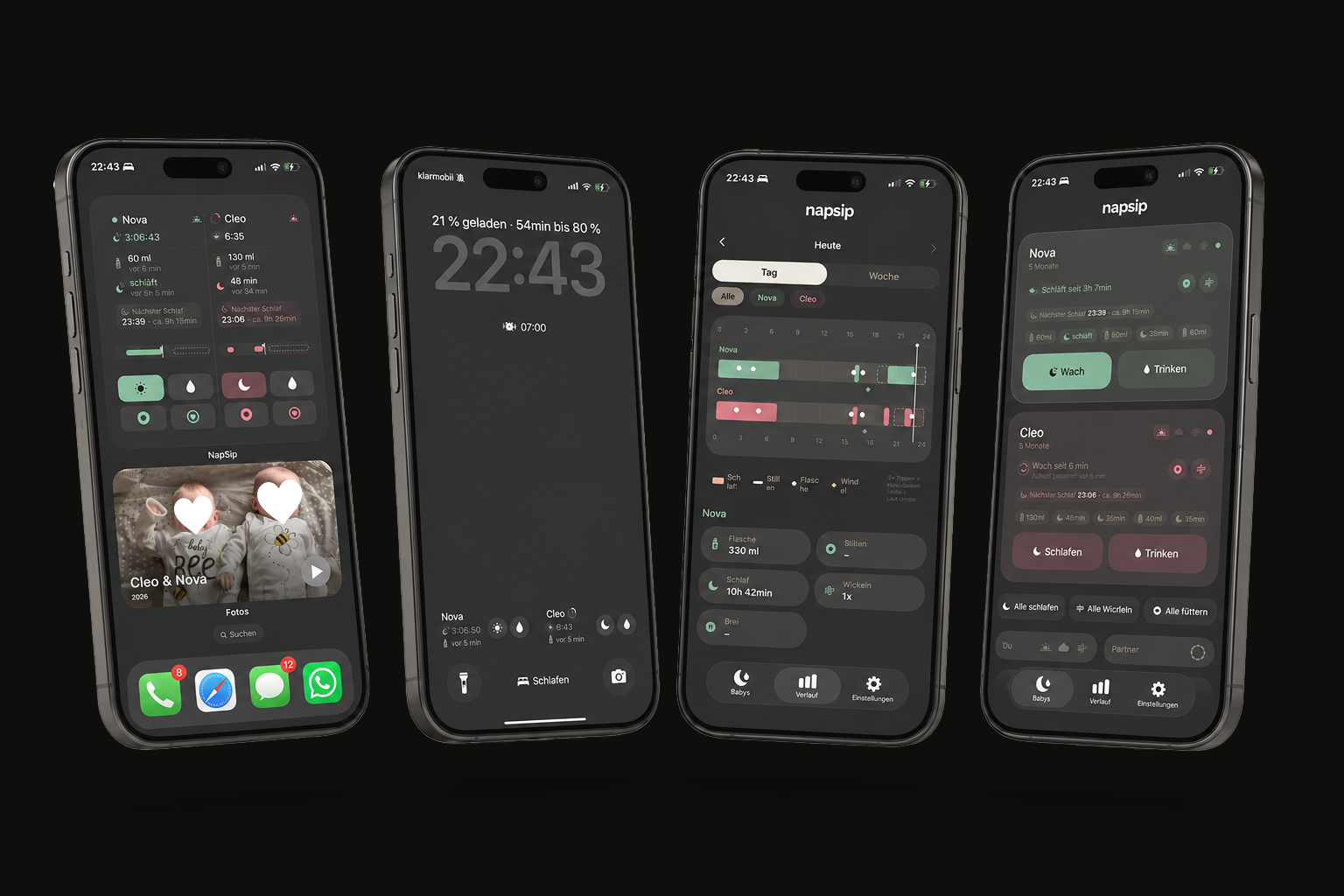 Home-Screen-Widgets, Lockscreen-Status, Tages- und Wochenverlauf