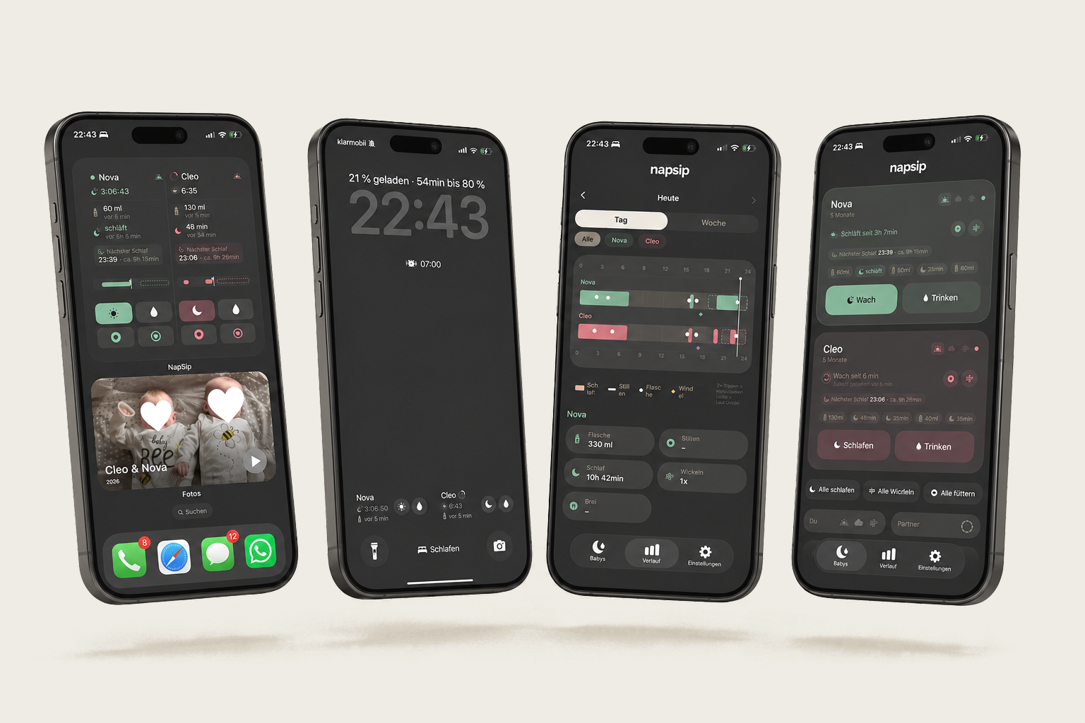 Home-Screen-Widgets, Lockscreen-Status, Tages- und Wochenverlauf